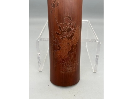 竹刻留青荷塘清趣臂搁
