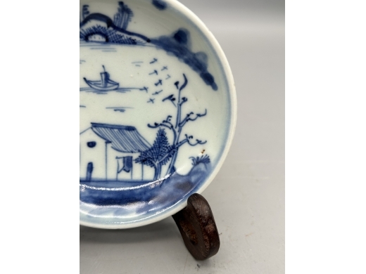 青花山水人物盘