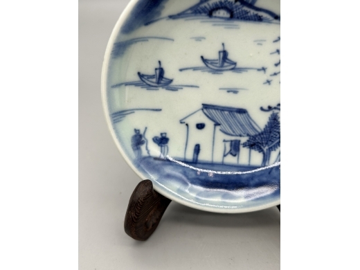 青花山水人物盘