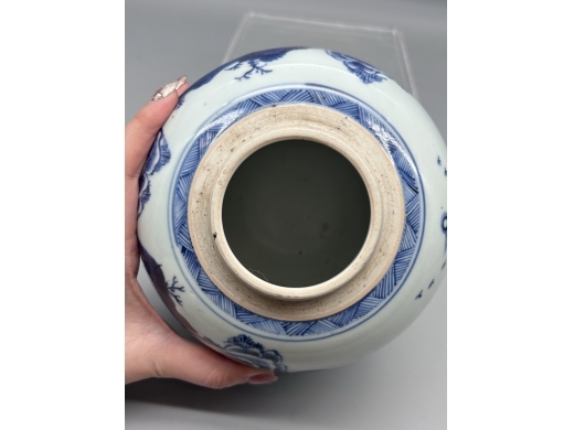 青花山水纹砂口罐