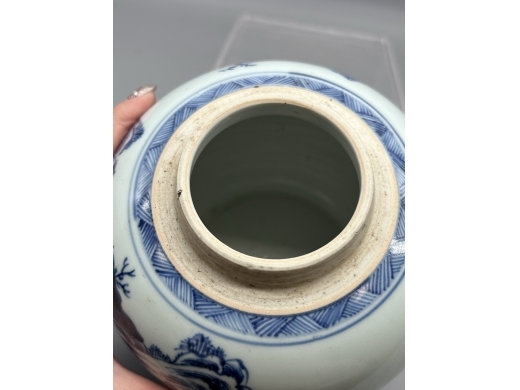 青花山水纹砂口罐