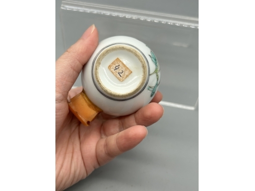 新粉彩花鸟鸟食缸