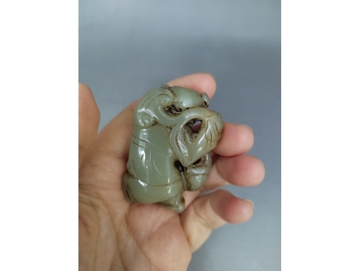 玉圆雕童子把件