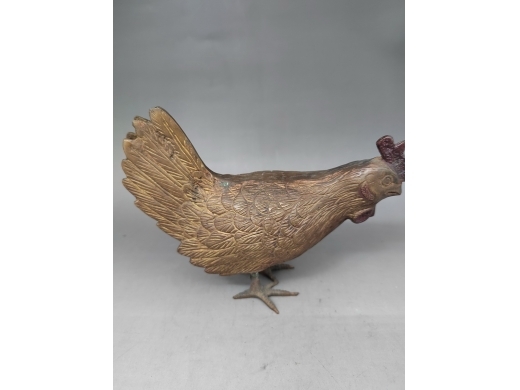 铜鸡摆件