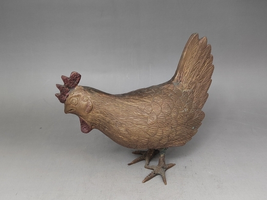 铜鸡摆件