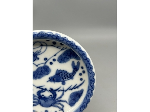 青花鱼藻纹小笔洗