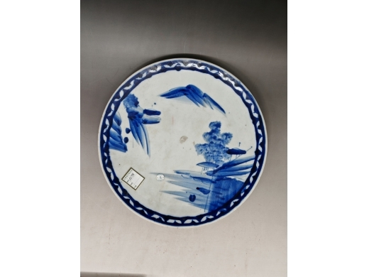 青花山水纹大盘