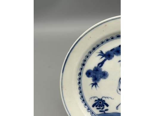 青花松鹤延年折沿盘