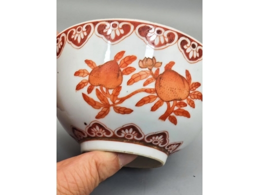矾红福寿三多纹碗
