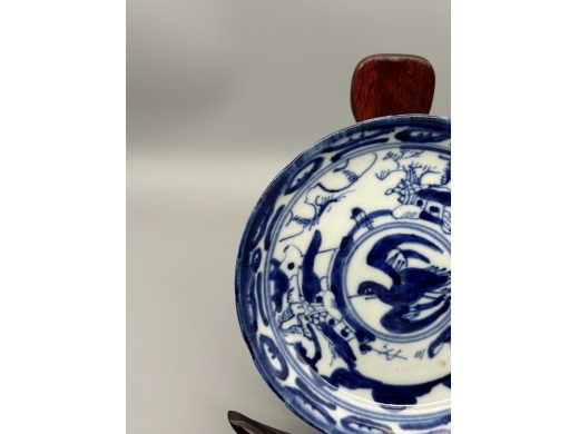 青花山水楼阁纹盘
