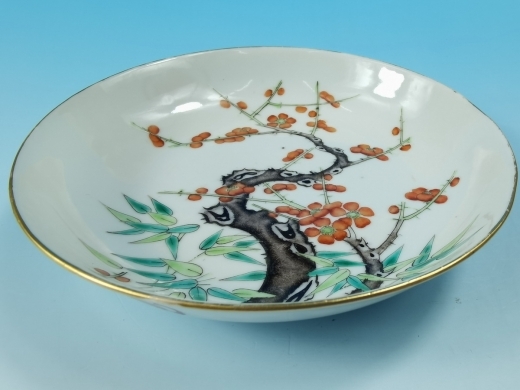 粉彩描金双清盘