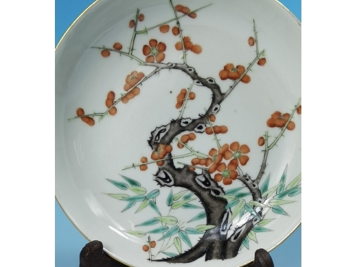 粉彩描金双清盘
